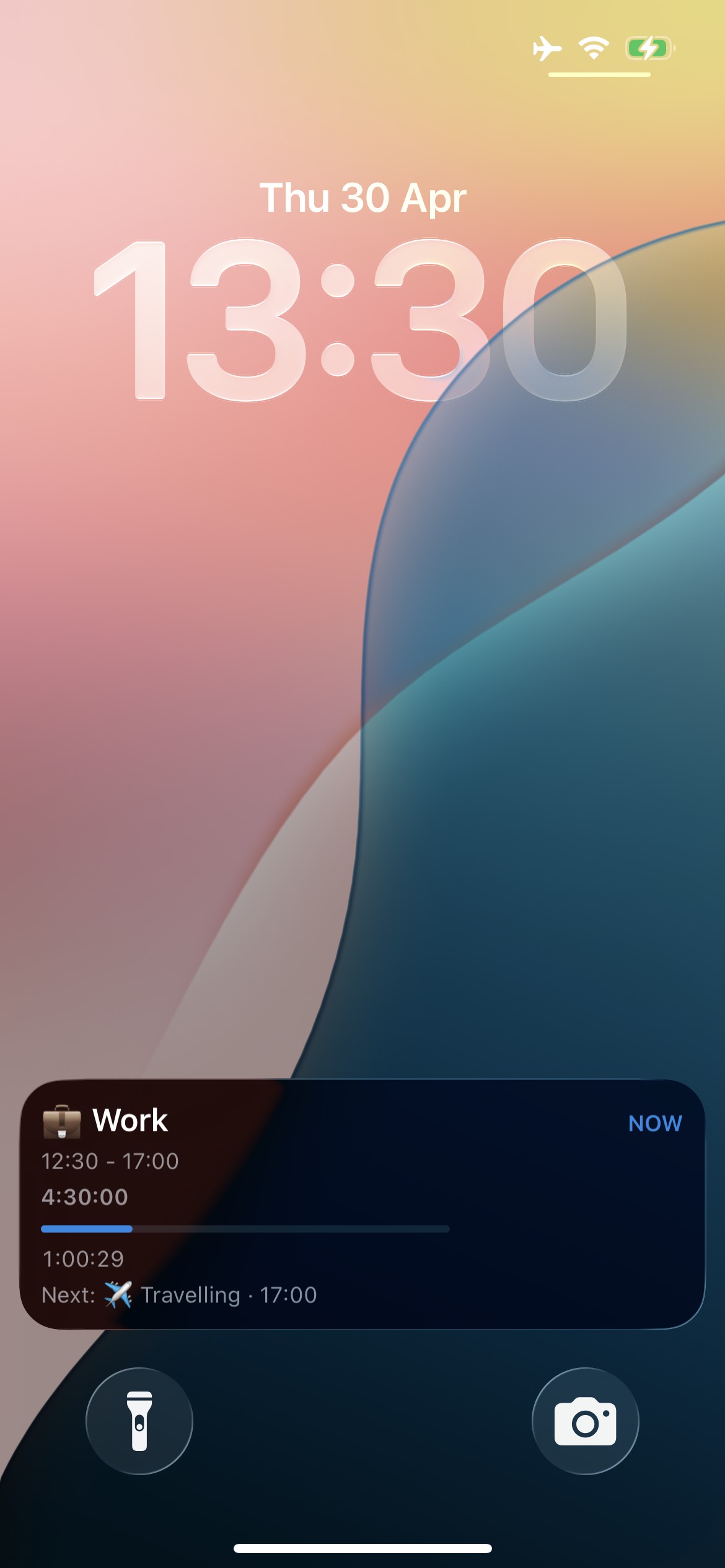 24 Block Live Activity on an iPhone Lock Screen showing the current block